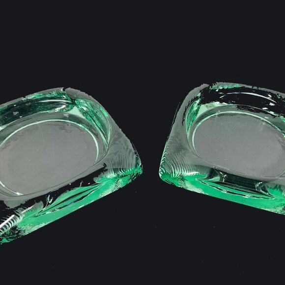 Pair Fire And Light Recycled Art Glass, Footed Candle Holder, Wine Caddy Ashtray - Picture 2 of 8